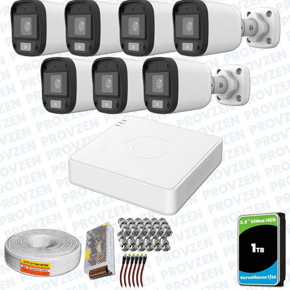 Provzen UNV Full HD 7 Kamera Renkli Gece Görüş Mikrofonlu Olay Anında bildirim ürün görseli