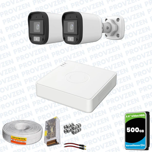 Provzen UNV Full HD 2 Kamera Renkli Gece Görüş Mikrofonlu Olay Anında bildirim ürün görseli 1