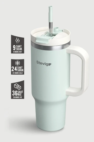 Stevig ST-240 2 Moods Tuck-In Tumbler Sızdırmaz Çelik Termos 900ML Sprout Green - 5