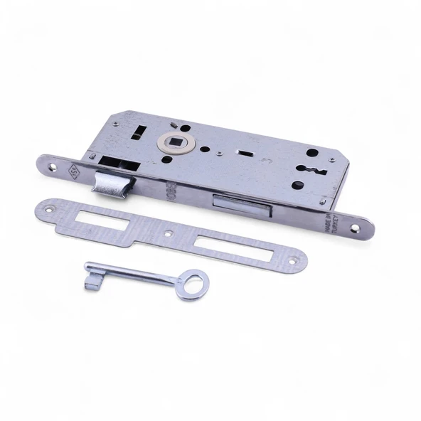 Oda Kapısı Gömme Kilit 18 x 45mm Göbek Ölçülü Metal İç Kapı Kilidi 1 Anahtarlı Dayanıklı Montaj Seti - Resim 7