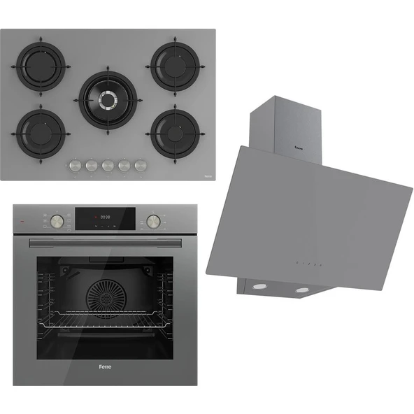 Ferre Flowart Serisi Gri  Ankastre Set (RS038+ QMS63CPR +D079 ) ürün görseli