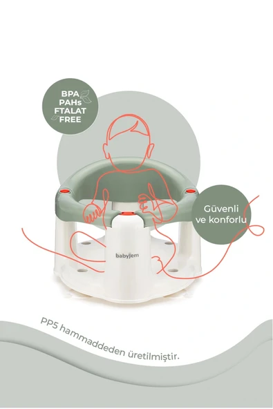 Babyjem Önden Açılır Banyo ve Mama Oturağı ve Minderi - 2 ' Li Set Soft Yeşil - 2