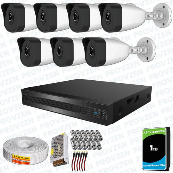Provzen RV HiLook 7 Kameralı Full HD Geniş Açı Güvenlik Kamerası ürün görseli