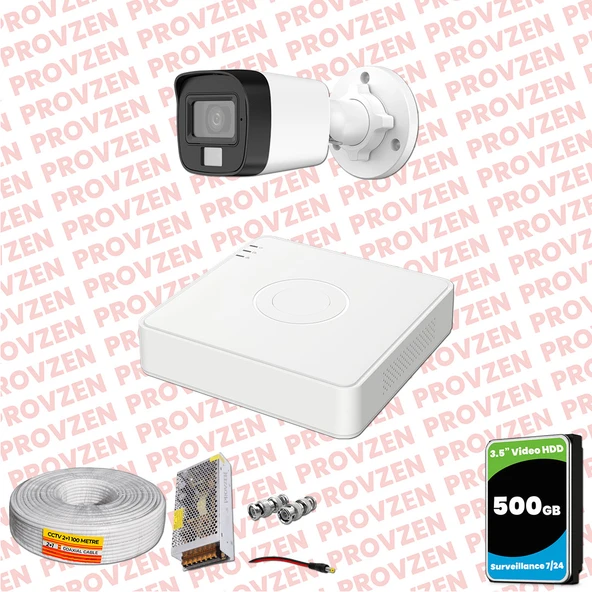 Provzen Hikvision 1 Kamera Hibrit ColorVu Full HD Güvenlik Kamera Olay Anında bildirim - 1