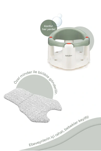 Babyjem Önden Açılır Banyo ve Mama Oturağı ve Minderi - 2 ' Li Set Soft Yeşil - 3
