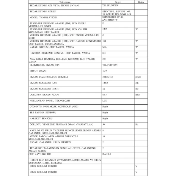 Telefunken 50TU9080UA 50" 127 Ekran Dahili Uydu Alıcılı 4K Ultra HD Smart LED TV - Resim 2