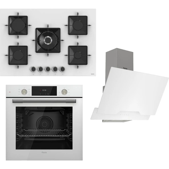 Ferre Flowart Ss Serisi Beyaz Set (SS036 + QMS63CB +D064 ) -75'lik Seri - Kare Emaye Izgara ürün görseli