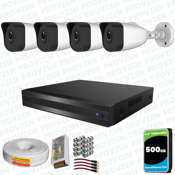 Provzen RV HiLook 4 Kameralı Full HD Geniş Açı Güvenlik Kamerası ürün görseli