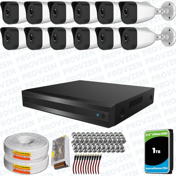 Provzen RV HiLook 12 Kameralı Full HD Geniş Açı Güvenlik Kamerası - 1