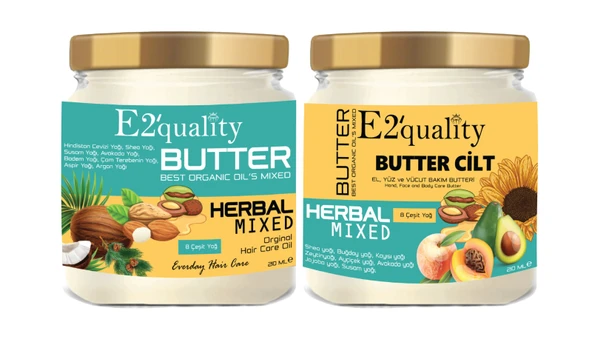 E2'quality Butter Saç Bakım Yağı ve Cilt Bakım Yağı 2li Paket ürün görseli 1