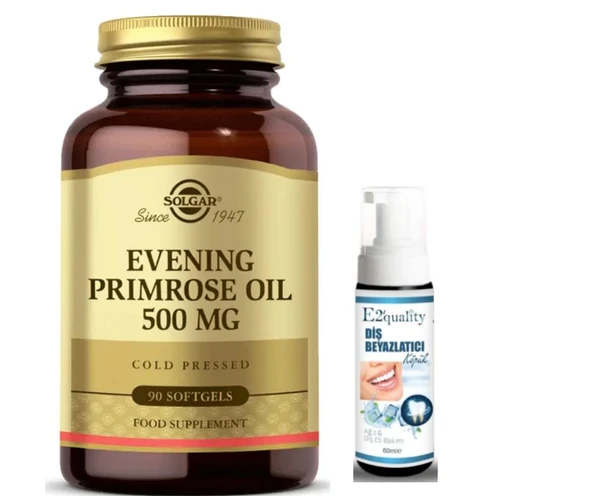 Solgar Evening Primrose Oil 500 mg 90 Yumuşak Jelatin Kapsül - Diş Beyazlatıcı Köpük Hediye ürün görseli 1