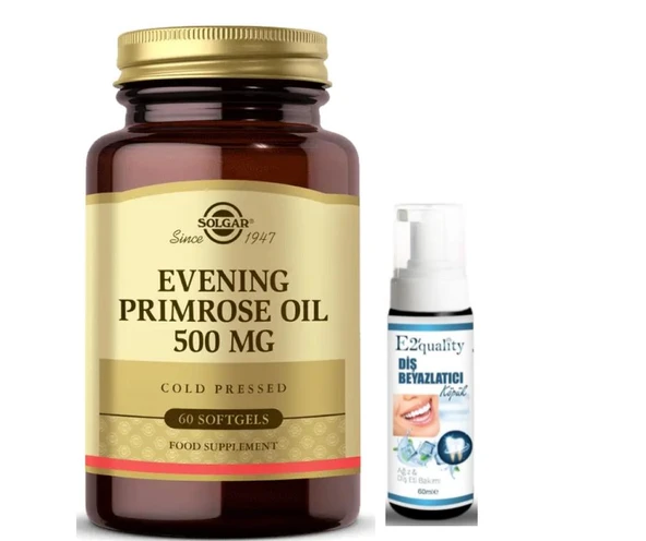 Solgar Evening Primrose Oil 500 mg 60 Yumuşak Jelatin Kapsül - Diş Beyazlatıcı Köpük Hediye ürün görseli 1