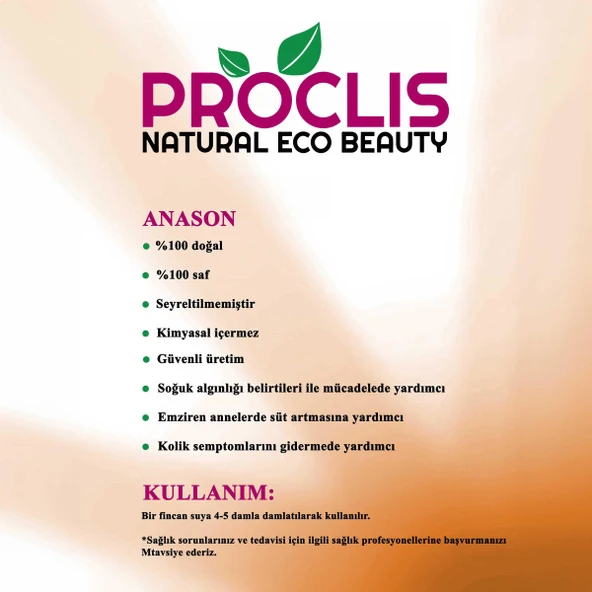 PROCLİS %100 Doğal, 2 Adet Saf Anason Yağı, Cam Şişe 10 ml - 8