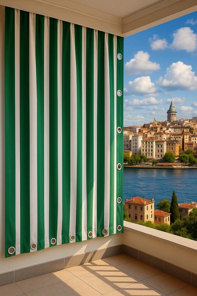 GENCER Home Balkon Perdesi Kuş Gözü Ölçü Seçenekli Yeşil - 1