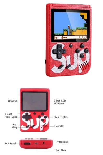 Çocuklara Özel Taşınabilir Sup El Atarisi 400 Oyunlu Nostaljik Oyun Konsolu - Resim 3