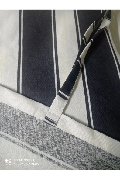 Gencer Home Balkon Perdesi Bağcıklı Ölçü Seçenekli Gri Beyaz - 3