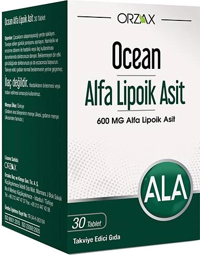 Orzax Ocean Alfa Lipoik Asit 600 mg 30 Tablet ürün görseli 1