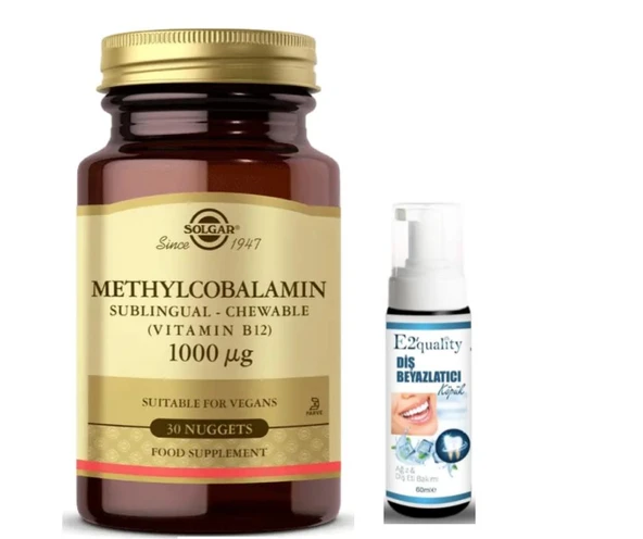 Solgar Methylcobalamin (B12) 1000 mcg 30 Dilaltı Tablet - Diş Beyazlatıcı Köpük Hediye ürün görseli 1