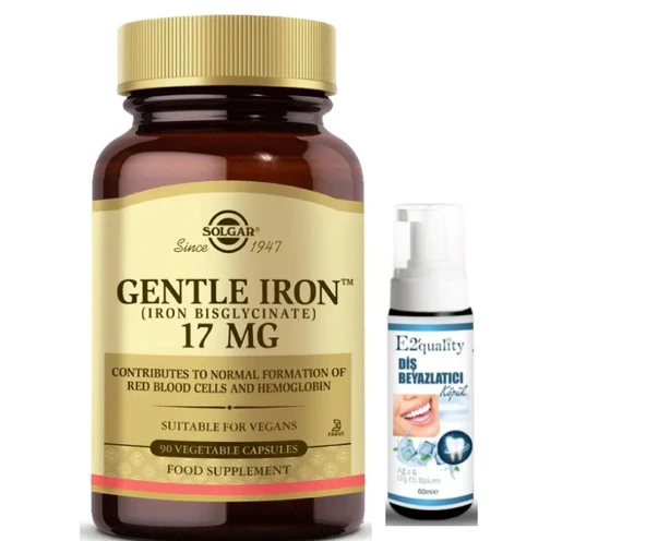 Solgar Gentle Iron 17 mg 90 Kapsül - Diş Beyazlatıcı Köpük Hediye ürün görseli 1