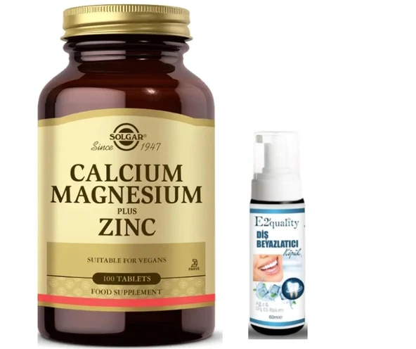 Solgar Calcium Magnesium Plus Zinc 100 Tablet - Diş  Beyazlatıcı Köpüğü Hediye ürün görseli 1