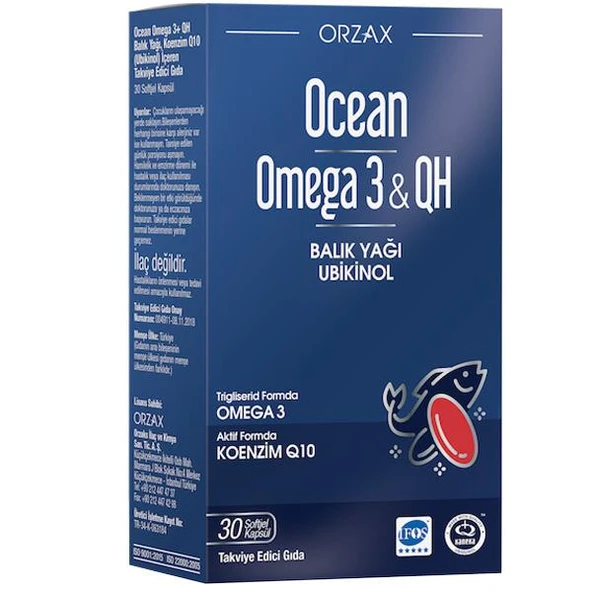 Orzax Ocean Omega 3 & QH Takviye Edici Gıda 30 Kapsül ürün görseli 1