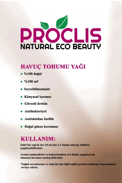 Proclis 2 Adet %100 Doğal Havuç Tohumu Yağı, Cam Şişe 10 ml - 4