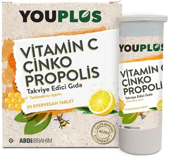 Youplus Vitamin C Çinko Propolis 20 Efervesan Tablet - 1