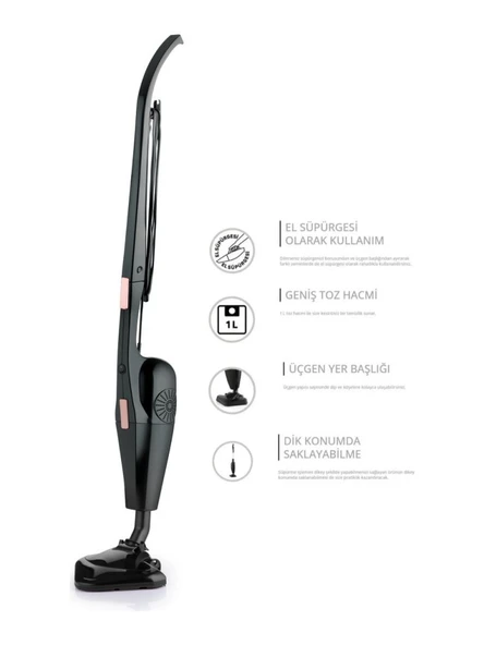 Gökhan Elektronik Newma 800w Kablolu Toz Torbasız Kullanım Dikey Süpürge - Siyah + 3 Yıl Garanti - 1