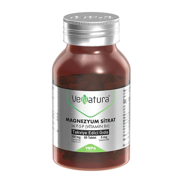 VeNatura Magnezyum Sitrat - Vitamin B6 - Takviye Edici Gıda 60 Tablet ürün görseli