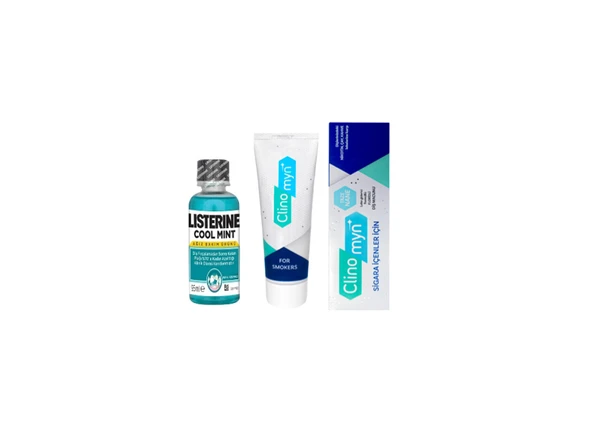 Listerine Cool Mint Ağız Gargarası 95 ml + Sigara Kullanıcıları İçin Özel Diş Macunu Seti