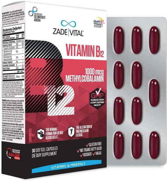 Zade Vital B12 Vitamini 30 Kap. Blister ürün görseli