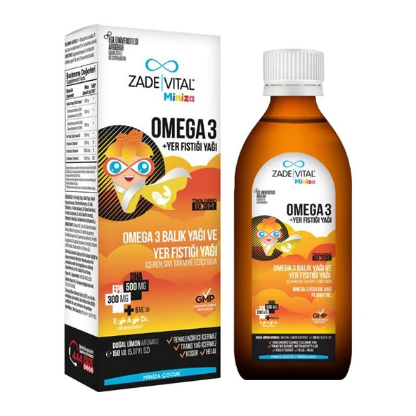 Zade Vital Miniza Omega 3 - Yer Fıstığı Yağı İçeren Sıvı Takviye Edici Gıda 150 ml ürün görseli
