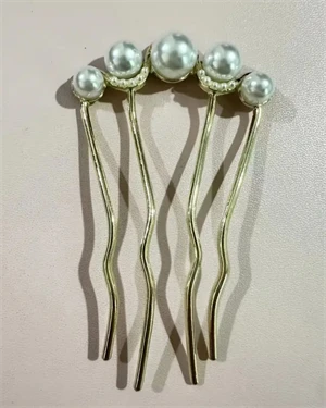 1 Adet-Kadınlar İçin Elegant Saç Takı – İncili Fransız Twist Saç Çatalı, Vintage Bun Maker - Resim 2