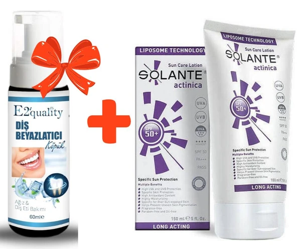 E2'quality Diş Beyazlatıcı Köpük + Solante Actinica Spf 50 150 ML Güneş Kremi ürün görseli 1
