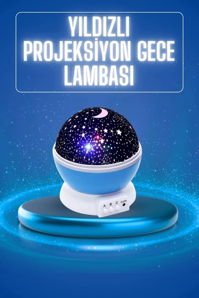 Yıldızlı Gece Lambası Mor Projeksiyon Görünümlü Masa Lambası Renk Değiştirebilen - 1
