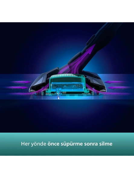 Philips Speedpro Max Aqua Plus Kablosuz Dikey Süpürge, Aqua Başlık, Led Başlık,  XC8349/01 - Resim 3