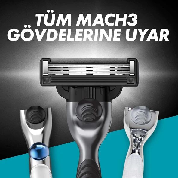 Gillette Mach3 Charcoal Yedek Tıraş Bıçağı 4'lü - Diş Beyazlatıcı Köpük Hediye - Resim 3
