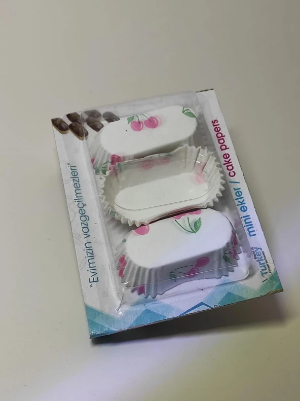 Mini Ekler Kapsülü Kağıt Kek Kapsülü Mini Tart Kek Kapsülü Muffin Ekler Kalıbı Kiraz - 5