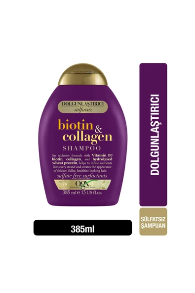 Dolgunlaştırıcı Biotin Ve Kolajen Şampuan 385 ml X2 Adet Lstlkkzmt75k ürün görseli 1