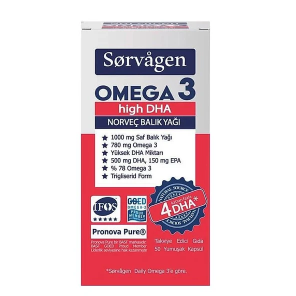 Sorvagen Omega 3 High DHA Norveç Balık Yağı 50 Kapsül ürün görseli