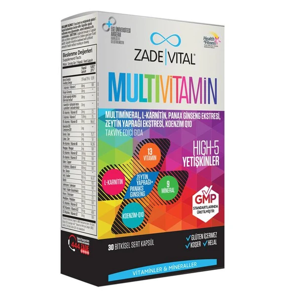 Zade Vital Multivitamin Takviye Edici Gıda 30 Bitkisel Kapsül ürün görseli
