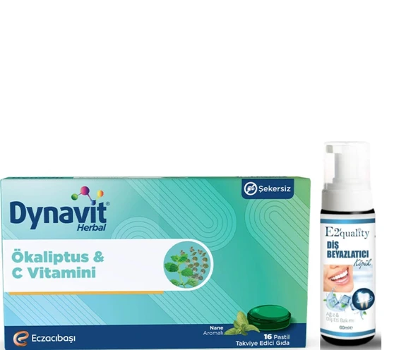 Eczacıbaşı Dynavit Herbal Mentol Aroması ve Ökaliptus İçeren 16 Adet Pastil - Diş Beyazlatıcı Köpük Hediye ürün görseli 1
