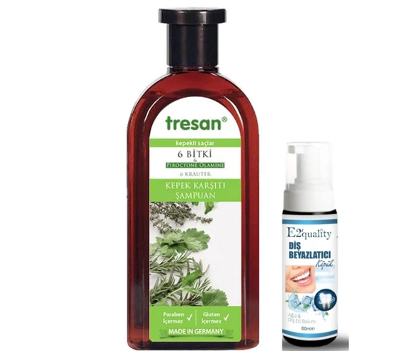 Tresan 6 Bitki Kepek Karşıtı Şampuan 300 ml- Diş Beyazlatıcı Köpük Hediye ürün görseli 1