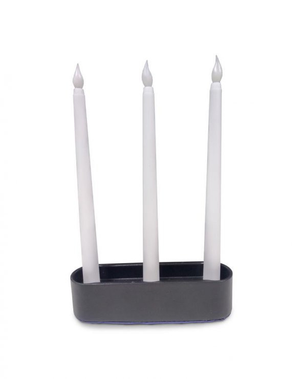 CajuArt 3 Adet Şamdan Led Mum ve Siyah Renk Mumluk Set Takım - 4
