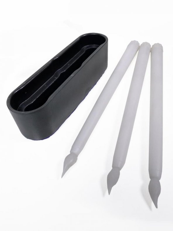 CajuArt 3 Adet Şamdan Led Mum ve Siyah Renk Mumluk Set Takım - 5