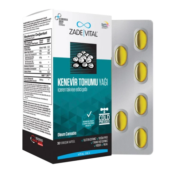 Zade Vital Kenevir Tohumu Yağı 30 Yumuşak Kapsül