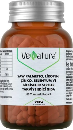 VeNatura Saw Palmetto, Likopen, Çinko, Selenyum 60 Yumuşak Kapsül ürün görseli 1