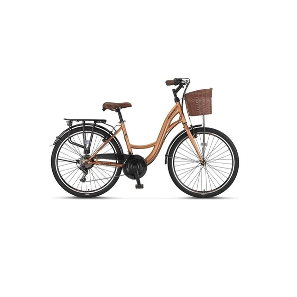 ÜMİT 2810 ALANYA SEPETLİ KADIN ŞEHİR BİSİKLETİ 28 JANT 21 VİTES GOLD SİYAH ürün görseli