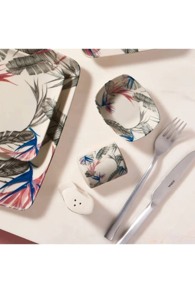 Güral Porselen Kansas 33 Parça 6 Kişilik Kare Kahvaltı Takımı - 4