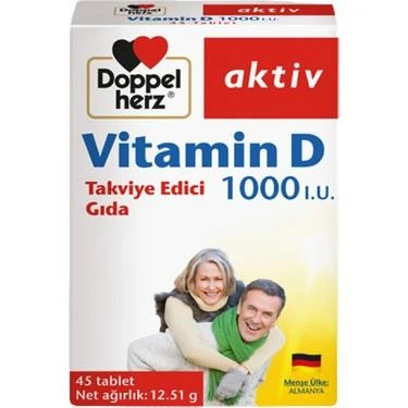 Doppel Herz Vitamin D 1000 I.U. Takviye Edici Gıda 45 Tablet ürün görseli
